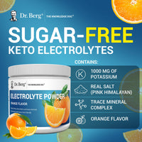 Thumbnail for Dr. Berg Zero Sugar Hydration Keto Electrolyte Powder - Enhanced w/ 1000 mg of Potassium & Real Pink Himalayan Salt (NOT Table Salt) - Orange Flavor Hydration Drink Mix Supplement - 50 Servings