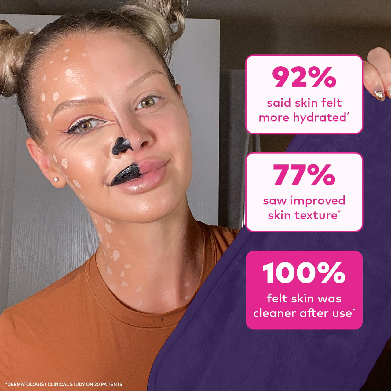 The Original MakeUp Eraser PRO, Effortlessly Remove All Makeup Using Only Water, Including Waterproof Mascara, Eyeliner, Foundation, Lipstick, Sunscreen,and More! Queen Purple, 1 ct.