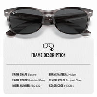 Thumbnail for Ray-Ban RB2132 NEW WAYFARER COLOR MIX Square Shaped Non-Polarized Sunglasses for Men & Women – Includes Official RAYBAN Eyewear Kit – Ideal Formal & Casual Wear Sunglasses – Dark Grey Lens