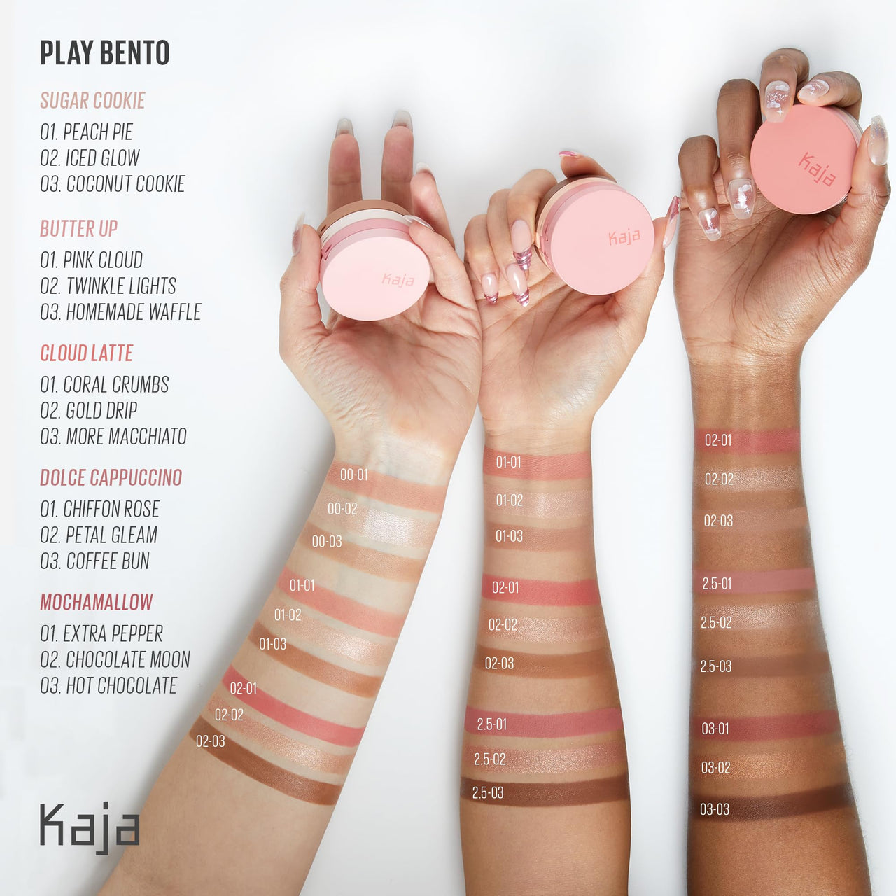 Kaja 3-in-1 Blendable Sculpting Trio - Play Bento | with Mango Seed Butter, Cream Bronzer, Powder Blush, and Highlighter, 02 Cloud Latte