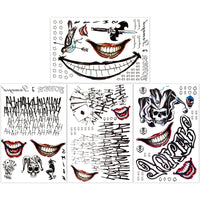 Thumbnail for 4 Sheets Large-Size Joker Tattoos, NEDEQI Halloween Fake Temp Tattoo for Men Adult - All Versions - Realistic & Last Long Joker Sticker Perfect for Halloween Costumes Cosplay Makeup Party Accessories