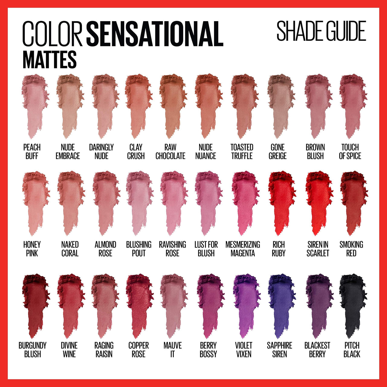 Maybelline Color Sensational Lipstick, Lip Makeup, Matte Finish, Hydrating Lipstick, Nude, Pink, Red, Plum Lip Color, Lust for Blush, 1 Count
