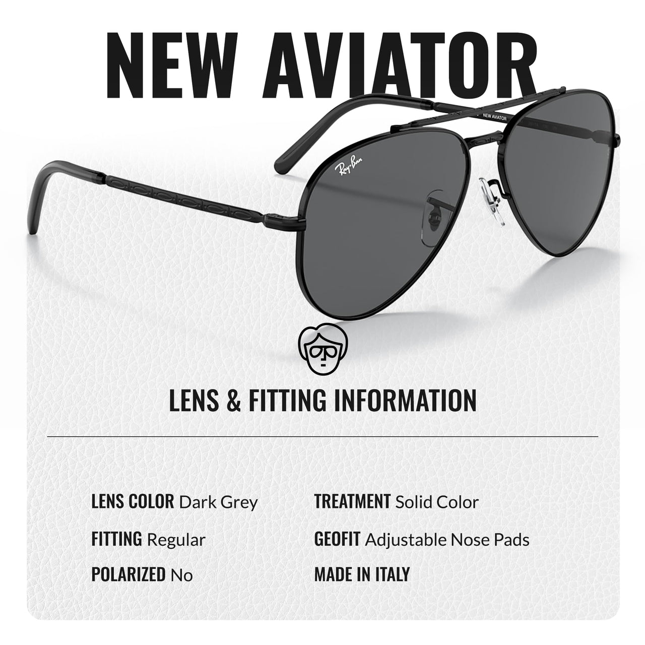 Ray-Ban RB3625 NEW AVIATOR Pilot Shaped Non-Polarized Sunglasses for Men & Women – Includes Official RAYBAN Eyewear Kit – Ideal Formal & Casual Wear Sunglasses – Dark Grey Lens