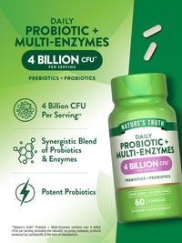 Thumbnail for Nature's Truth Probiotics with Enzymes | 60 Capsules | for Men and Women | Non-GMO & Gluten Free Digestive Health Supplement