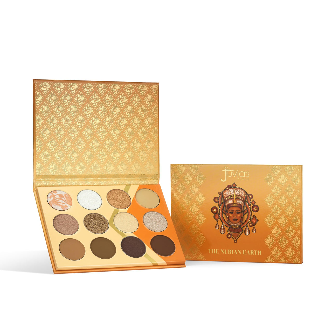 Juvia's Place Nubian Earth Palette - Browns, and Tans - Matte and Shimmer Pressed Pigments - Flattering for All Skin Tones - Shine Brown, White, Brown Palette