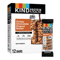 Thumbnail for KIND Protein MAX Crispy Chocolate Peanut Butter Snack Bars, 20g of Protein, Keto Friendly, 1g of Sugar Per Bar, Gluten Free, 12 Count Box
