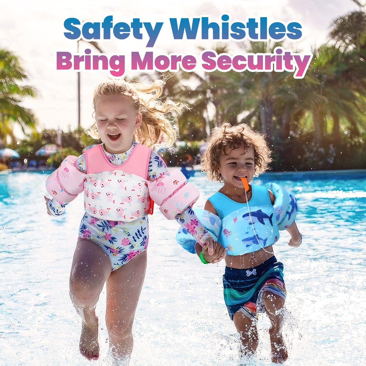 HeySplash Swim Vest for Kids, Toddler Pool Floaties Fit 31-66 Lbs, Children Swimming Vest with Adjustable Strap, Swim Jacket Water Wing Arm Float, Puddle Beach Boat Jumper Boy Girl Age 2-7,Blue Shark