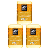 Thumbnail for One With Nature Dead Sea Salt Lemon Sage Soap 7oz 3-Pack – Purifying and Exfoliating Soap Bar with Dead Sea Minerals for Face & Body, for Men & Women