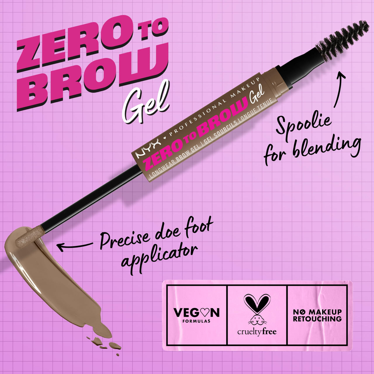 NYX PROFESSIONAL MAKEUP Zero to Brow, Longwear Eyebrow Gel, Ash Blonde