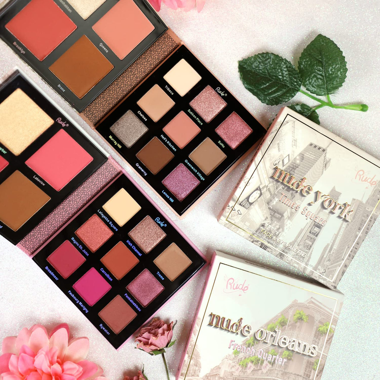 Nude Orleans Face & Eye Palette – 9 Eyeshadows, 4 Face Shades for Blush, Bronzer & Highlighter | All-in-One Natural Glam Palette | Vegan, Cruelty-Free, Paraben-Free Makeup