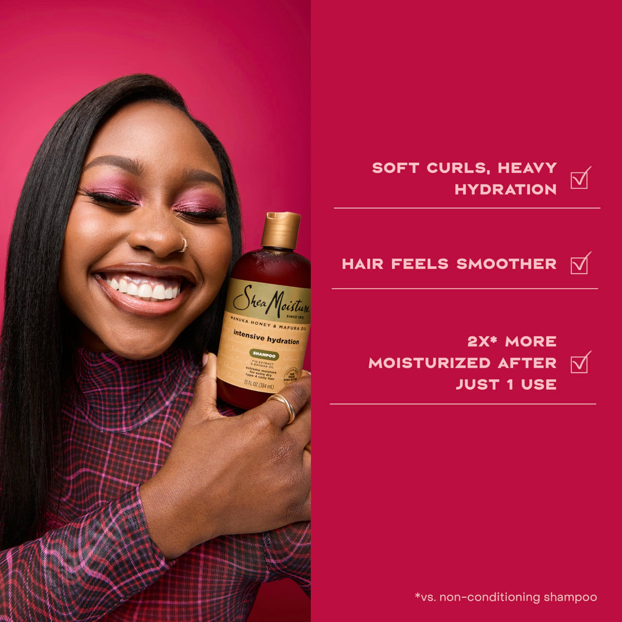 Shea Moisture Intensive Hydration Shampoo Manuka Honey and Mafura Oil for Dry, Damaged Hair Sulfate-Free 13 oz