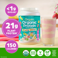 Thumbnail for Orgain Organic Vegan Protein Powder, Fruity Cereal - 21g Plant Based Protein, 8g Prebiotic Fiber, Low Net Carb, No Lactose Ingredients, No Added Sugar, Non-GMO, For Shakes & Smoothies, 2.03 lb