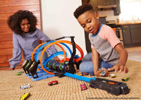 Thumbnail for Hot Wheels Track Set and Toy Car, Large-Scale Motorized Track with 3 Corkscrew Loops, 3 Crash Zones and Toy Storage (Amazon Exclusive)