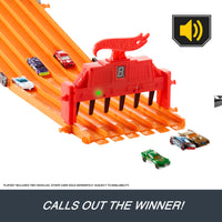 Thumbnail for Hot Wheels Toy Car Playset with Lights, Sounds & 6 1:64 Scale Vehicles, Super 6-Lane Raceway, 8-foot Track that Rolls Up for Storage (Amazon Exclusive)