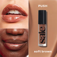 Thumbnail for Saie Glossybounce - Hydrating Lip Gloss and Tinted Lip Oil Hybrid with Hyaluronic Acid & Jojoba Oil for Non-Sticky, Ultra-Shiny, Plump & Soft Lips - Everyday Makeup Essential - Push (.17 oz)
