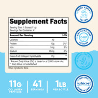 Thumbnail for Nutricost Collagen Peptides Powder 1LB (454 G) - Grass Fed Bovine Collagen Hydrolysate (Unflavored)