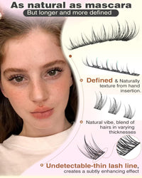 Thumbnail for Natural Lash Clusters Kit Wispy Eyelash Clusters Fairy Cluster Eyelash Extensions Kit C Curl Lash Extension Kit Waterproof Individual Lashes (With Tweezers)