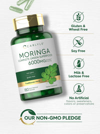 Thumbnail for Carlyle Moringa Oleifera Supplement | 180 Capsules | Complete Green Superfood for Women and Men | Non-GMO and Gluten Free | from Moringa Leaf Powder