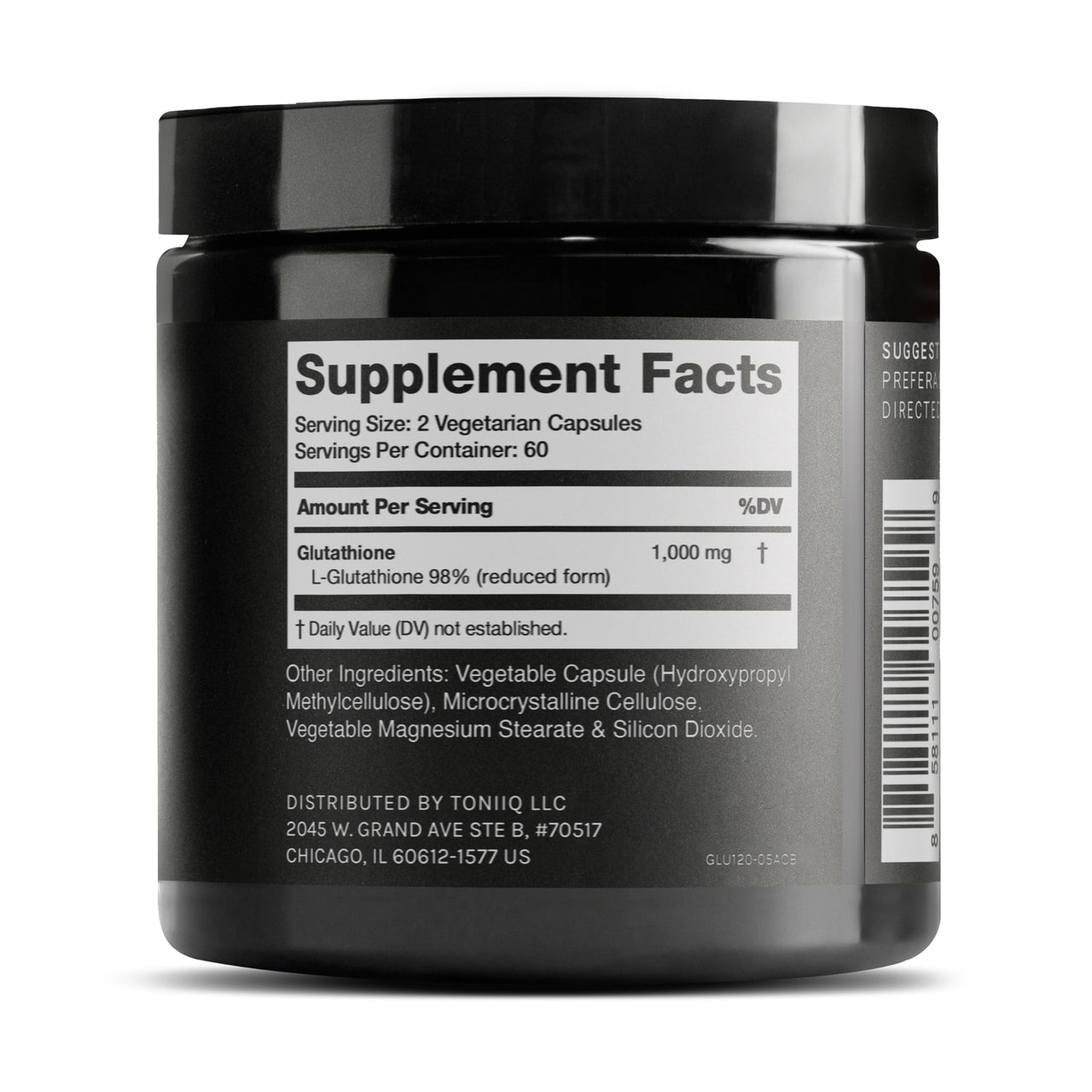 Toniiq Ultra High Strength Glutathione Capsules - 1000mg Concentrated Formula - 98%+ Highly Purified and Bioavailable - Non-GMO Fermentation - 120 Capsules Reduced Glutathione Supplement
