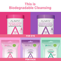Thumbnail for Almay Biodegradable Makeup Remover Pads, Micellar Gentle, Hypoallergenic, Fragrance-Free, Dermatologist & Ophthalmologist Tested, 120 Count