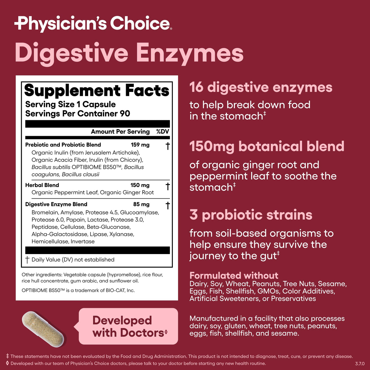 Physician's CHOICE Digestive Enzymes for Bloating & Digestion - 16 Enzymes with Organic Prebiotics & Probiotics for Gut & Digestive Health - Meal Time Discomfort Relief - Dual Action Support - 90 CT