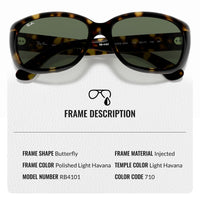 Thumbnail for Ray-Ban RB4101 JACKIE OHH Butterfly Shaped Non-Polarized Sunglasses for Women – Includes Official RAYBAN Eyewear Kit – Ideal Formal & Casual Wear Sunglasses – Green Lens