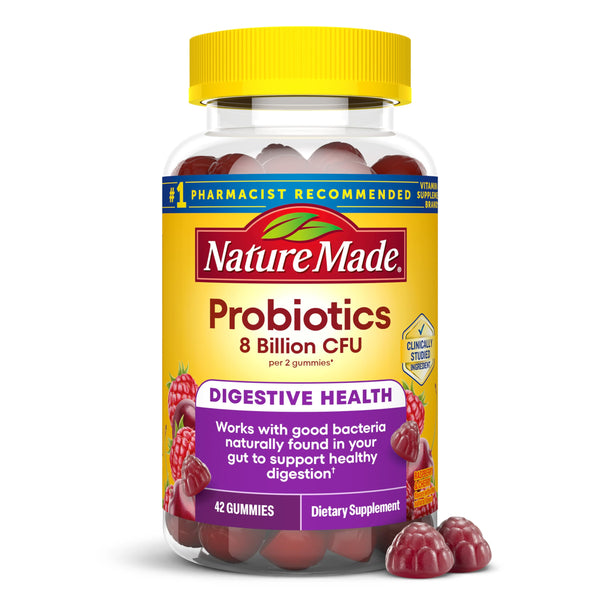 Nature Made Probiotics, Probiotics for Women and Men 8 Billion CFU per 2 Gummies, 42 Probiotic Gummies, 21 Day Supply