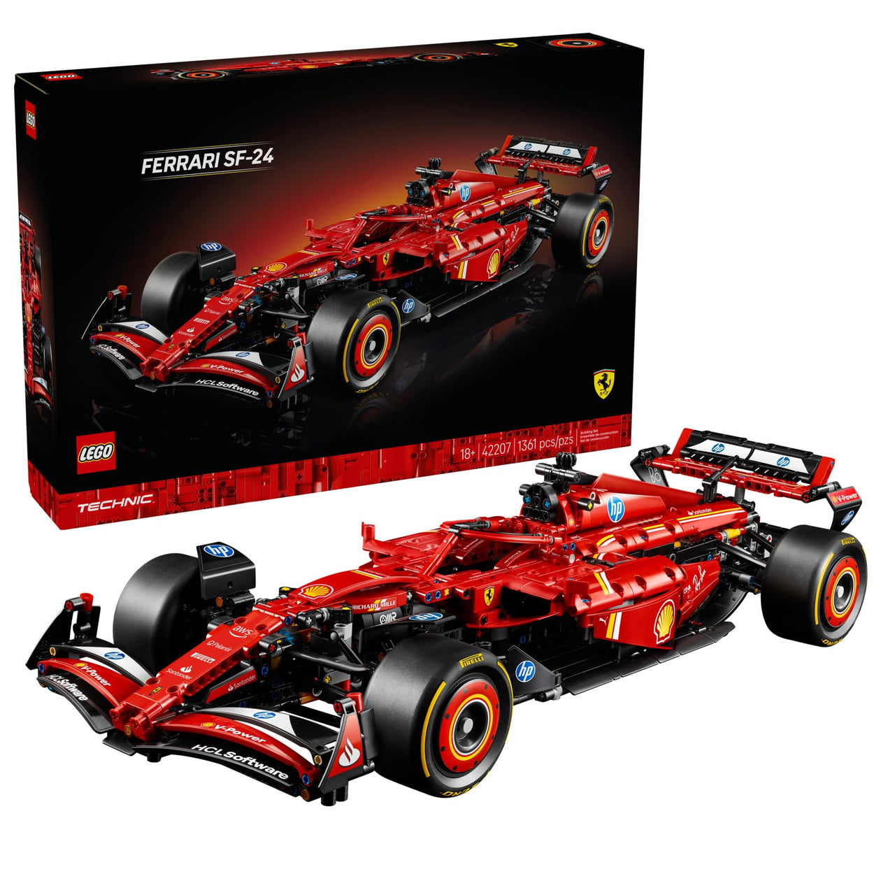 LEGO Technic Ferrari SF-24 F1 Model Car Kit - Building Set for Adults, Ages 18+ with Realistic Features - Ferrari DIY Craft for Display - Gift Idea for F1 Fans - 42207