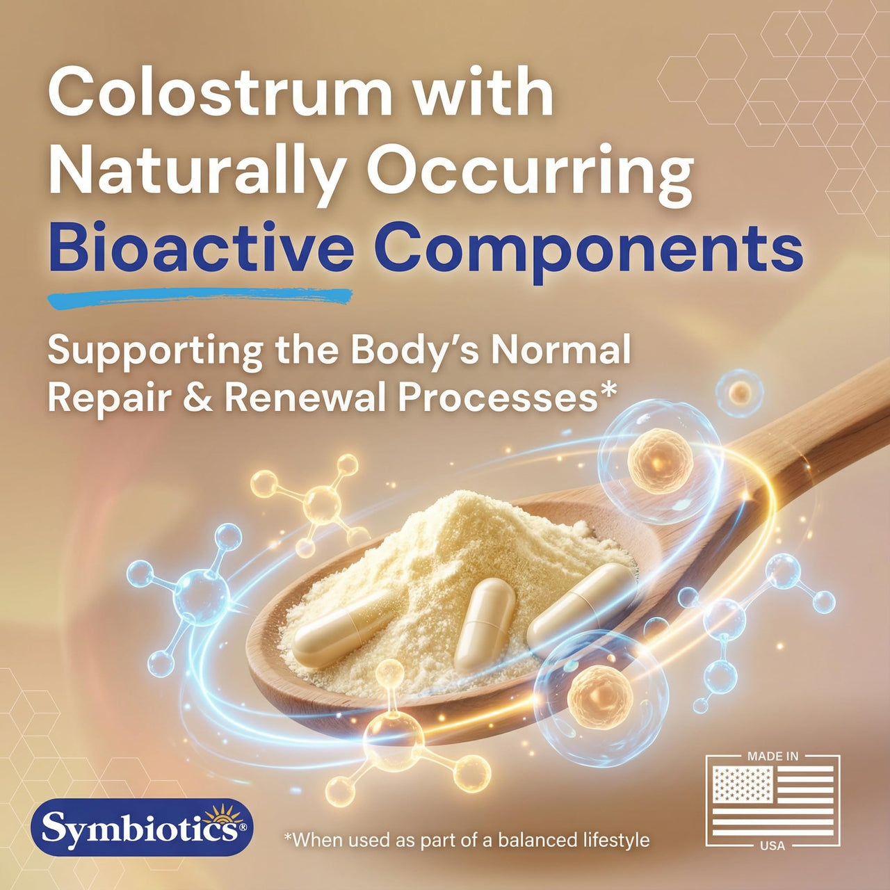 Symbiotics Colostrum Vegetable Capsules, 60 Count – Immune & Gut Support with Lactoferrin and Naturally Occurring IgG – Gluten Free, RBST-Free - 60