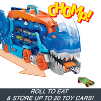 Thumbnail for Hot Wheels City Toy Car Track Set, Ultimate T-Rex Transporter, Hauler Transforms into Stomping Dino with Race Track, from Netflix Series “Let’s Race”