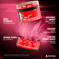 Thumbnail for Six Star Pre-Workout Explosion, Watermelon (30 Servings) - Preworkout Energy Powder Supplement for Men & Women - Pre Workout Drink Mix with Creatine & Beta Alanine - Sports Nutrition Products