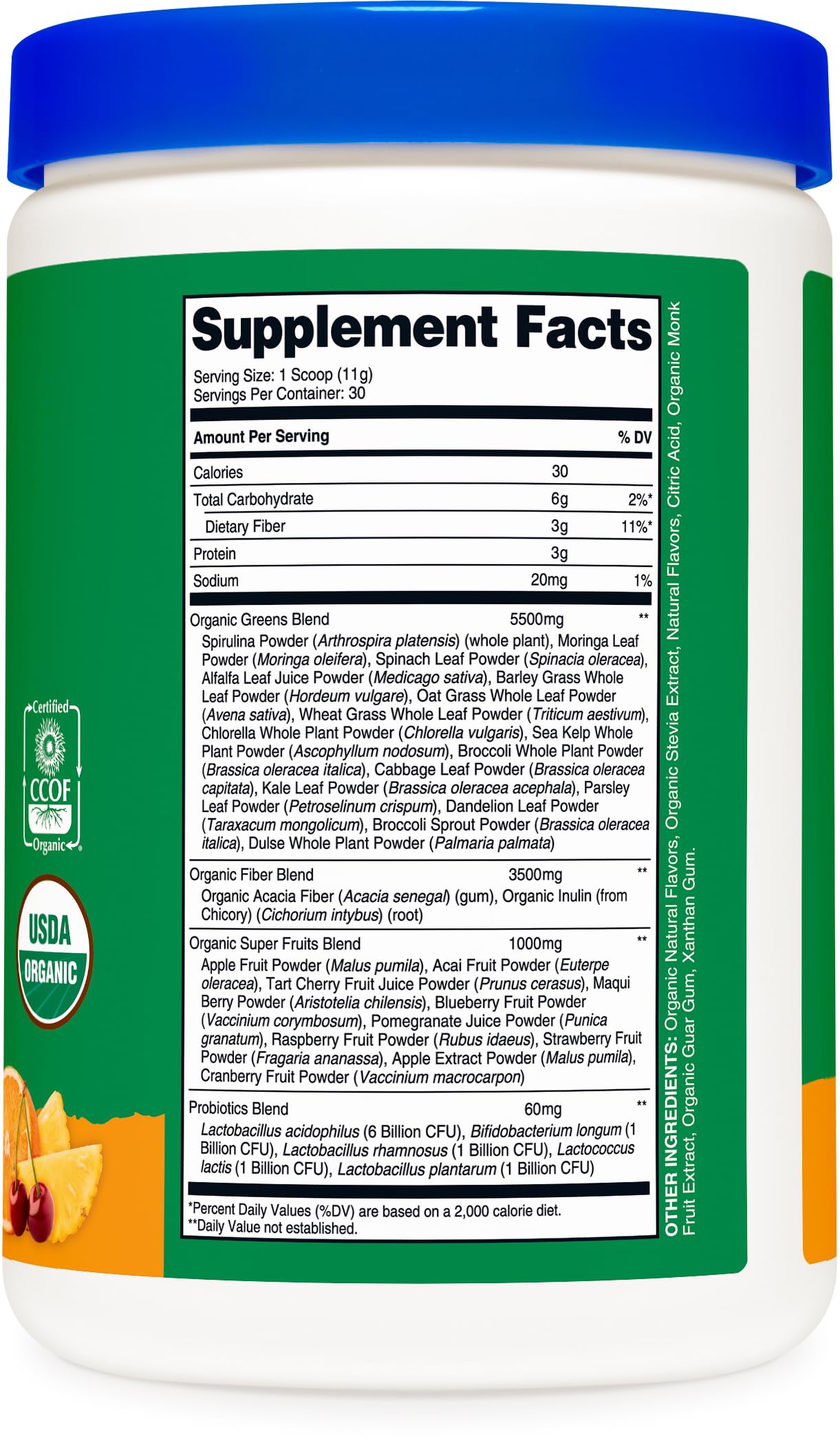 Nutricost Organic Super Greens Powder (30 Servings) Orange Sunrise Flavor - Superfood Supplement Drink Mix