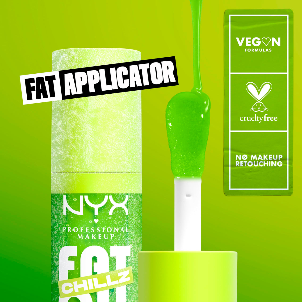 NYX PROFESSIONAL MAKEUP Fat Oil Chillz, Moisturizing, Shiny and Vegan Tinted Lip Gloss - Kiwi Freeze (Sheer Green)