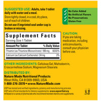 Thumbnail for Nature Made Vitamin B1 100mg, Thiamine B1 Supplement for Energy Metabolism Support, 100 Tablets, 100 Day Supply