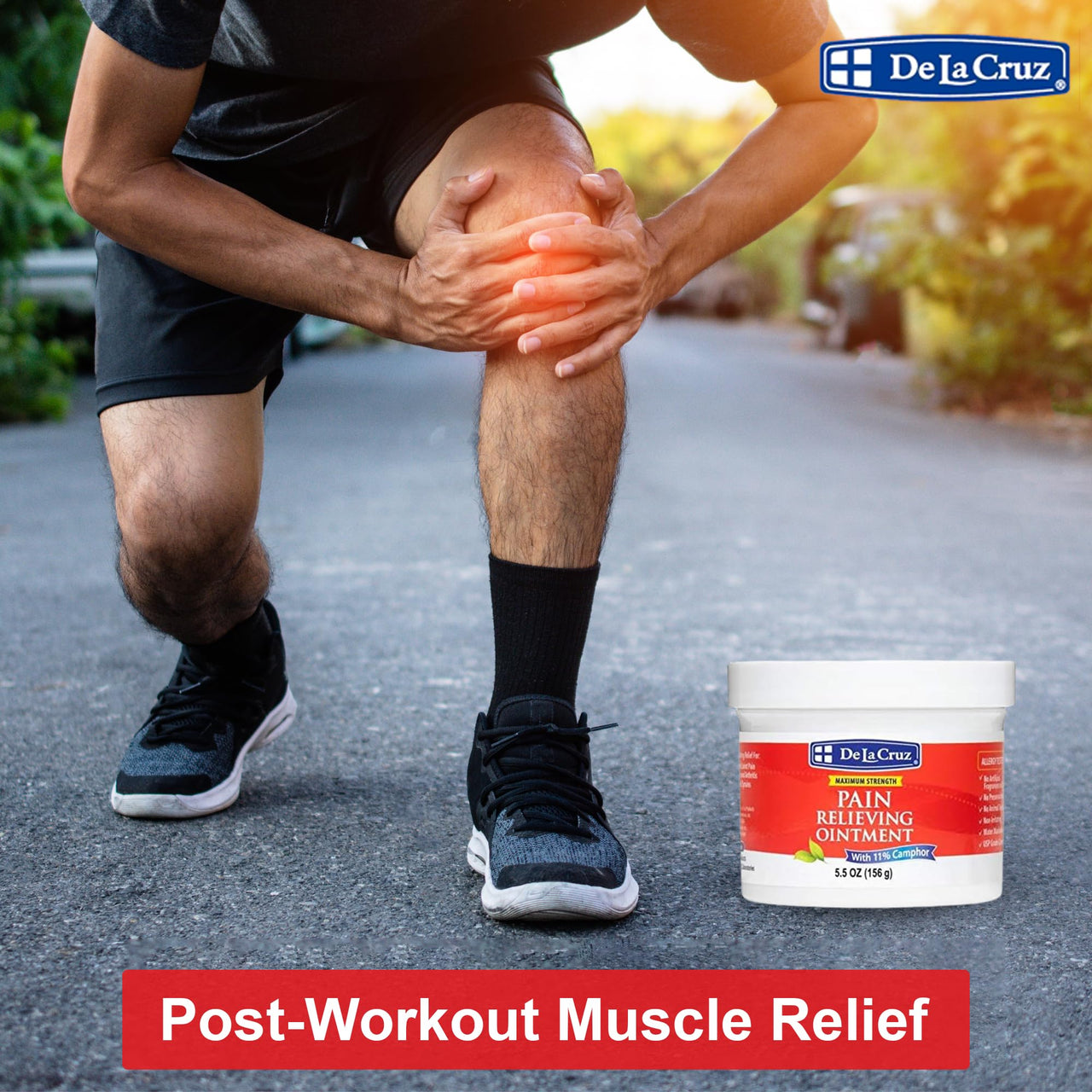 De La Cruz Maximum Strength Muscle & Joint Camphor Ointment 11% - Back Pain Relief Products, Arthritis Pain Reliever, Pain Relief Cream for Aches, Sprains & Bruises - 5.5 oz Jumbo Jar