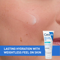 Thumbnail for CeraVe Ultra-Light Moisturizing Gel, Hydrating Gel Face Moisturizer with Ceramides, Niacinamide, Hyaluronic Acid, Fragrance Free, Oil-Free, Weightless Mattifying Moisturizer, 1.75 FL Oz
