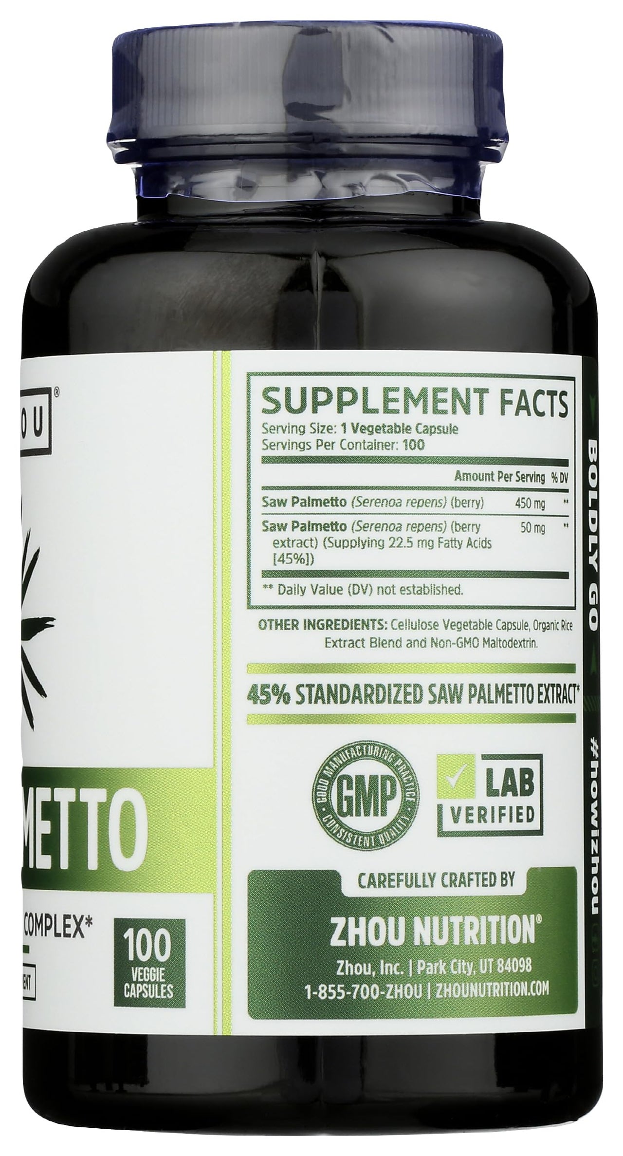 ZHOU NUTRITION Saw Palmetto Prostate Health Complex, 100 CT