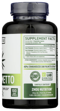 Thumbnail for ZHOU NUTRITION Saw Palmetto Prostate Health Complex, 100 CT