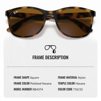Thumbnail for Ray-Ban RB4374 Square Shape Sunglasses With Eyewear Kit Bundle - High Bridge Fit - Ideal Formal and Casual Wear Square Sunglasses