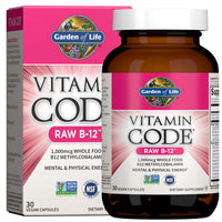 Thumbnail for Garden of Life Vitamin Code Raw B-12 - 30 Capsules, 1,000mcg Whole Food B12 Methylcobalamin for Energy, Vegan Methylcobalamin Vitamin plus Probiotics and Enzymes, Gluten Free Supplements