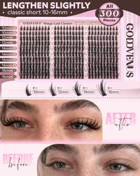 Thumbnail for Goddvenus Manga Lash Clusters Kit Natural 300 Pcs Cluster Eyelash Extensions Kit Wispy Fairy Fluffy Eyelash Clusters Anime Cosplay Individual Lash Extensions Kit CC Curve 10-16mm