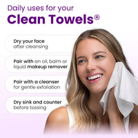 Thumbnail for CLEAN SKIN CLUB Healthy Aging Clean Towels® XL, Smooths Fine Lines Wrinkles & Texture, Disposable Face Dry Wipes, XL - 1 Pack (50 count)