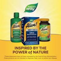 Thumbnail for Nature's Way Alive! Men’s 50+ Daily Ultra Multivitamin, High Potency Formula, Supports Healthy Brain, Eyes & Heart*, with Methylated B12, Gluten-Free, 60 Tablets (Packaging May Vary)