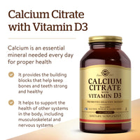 Thumbnail for Solgar Calcium Citrate with Vitamin D3, 240 Tablets - Promotes Healthy Bones & Teeth, Supports Musculoskeletal & Nervous Systems - Non-GMO, Gluten-Free, Dairy Free, Kosher - 60 Servings