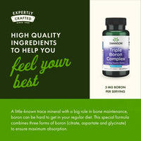 Thumbnail for Swanson Triple Boron Complex - Mineral Supplement with Glycinate, Citrate & Aspartate - Supports Bone Health* - Non-GMO - 250 Capsules
