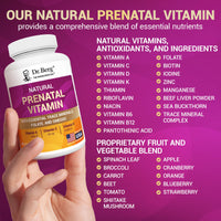 Thumbnail for Dr. Berg Natural Prenatal Vitamins for Women (Pregnant & Nursing) - Prenatal Vitamins with Folate, Vitamins, Minerals, Omegas, &11 Powerful Superfoods - Womens Prenatal Multivitamin - 60 Capsules
