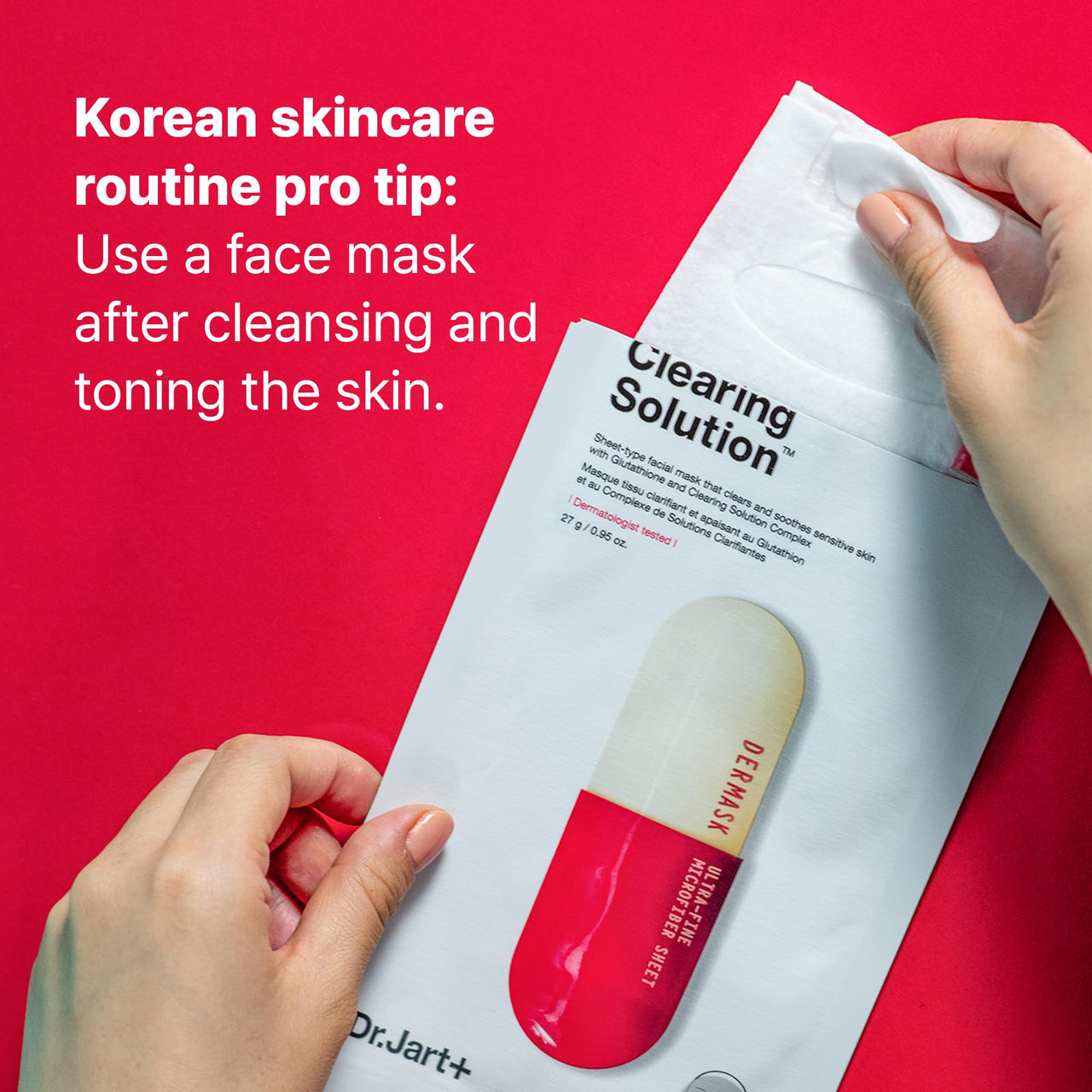 Dr.Jart+ Dermask Micro Jet Clearing Solution Face Mask | Sheet Mask | Calms, balances & revitalizes skin | Korean Skin Care | Travel Size, 1 Pack