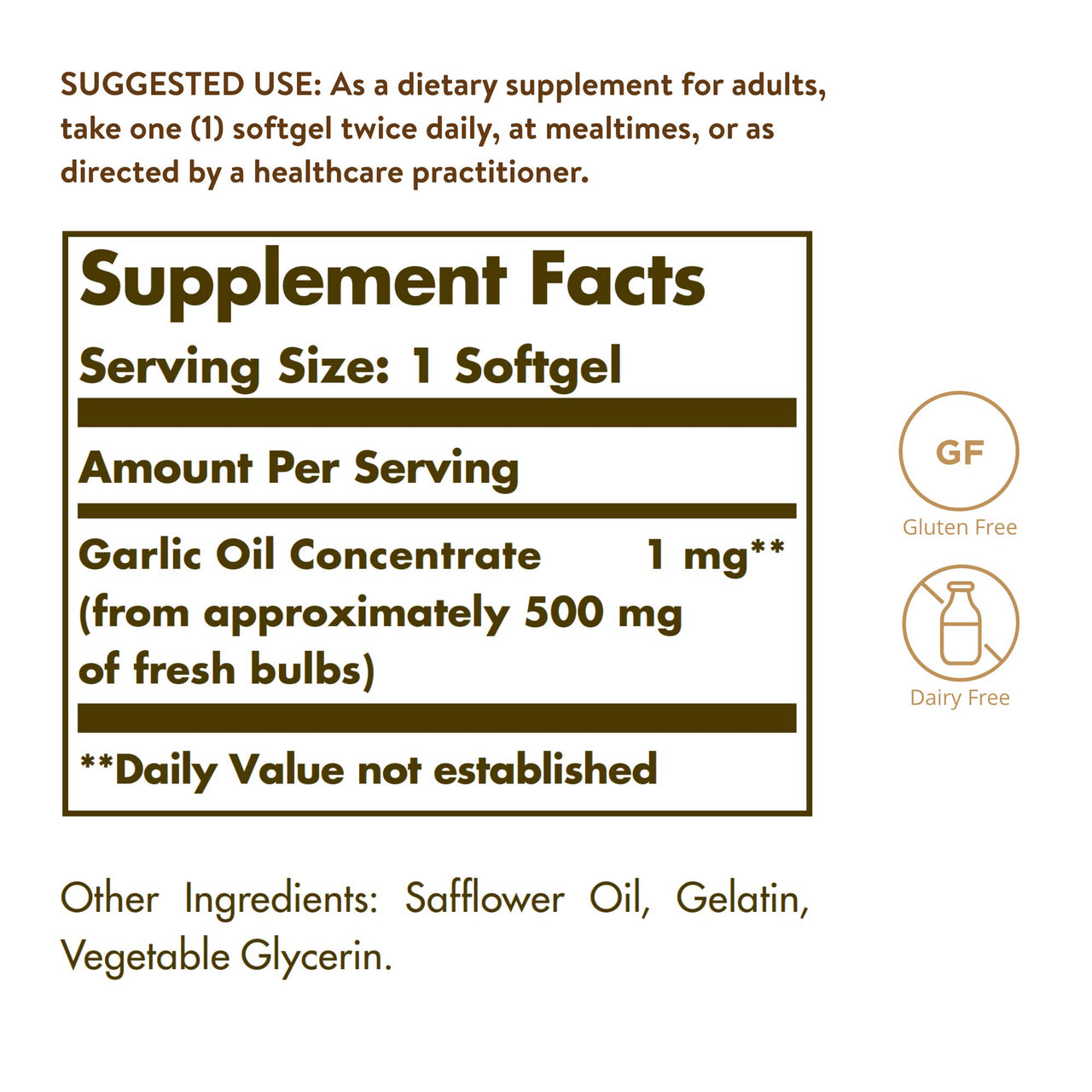 Solgar Garlic Oil Perles, 250 Softgels - Natural Cardiovascular Support - Garlic Oil Concentrate, Reduced Odor - Gluten Free, Dairy Free - 250 Servings
