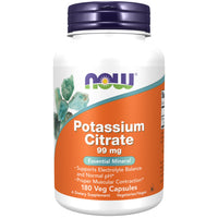 Thumbnail for NOW Foods Supplements, Potassium Citrate 99 mg, Supports Electrolyte Balance and Normal pH*, Essential Mineral, 180 veg Capsules