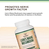 Thumbnail for Organic Lions Mane Mushroom Capsules (120 Count), for Focus Support and Immune Health, Third Party Tested and Grown in The USA - by Double Wood